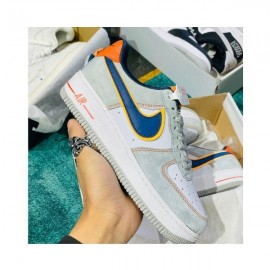 Giày Nike Air Force 1 Da Lộn Xám XANH SIÊU CẤP REP 11
